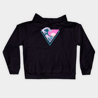 Vaporwave Aesthetic Great Wave Off Kanagawa Kids Hoodie